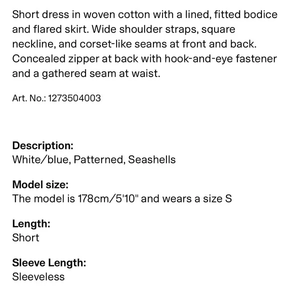 H&M Seashell Dress with Flared Skirt Size Small NWT NEW - Picture 6 of 12